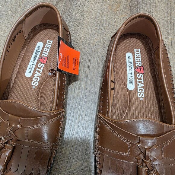 Men’s Brown Slip-On Loafers Tassel Moc Toe Comfort Memory Foam Size 10 - Picture 4 of 11